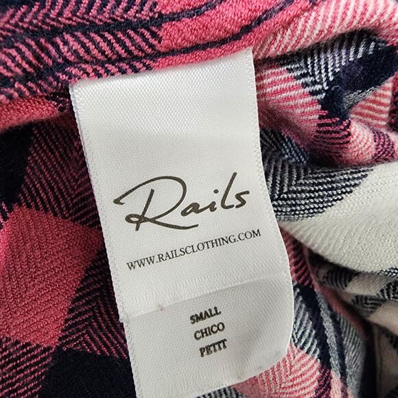 Rails Hunter Plaid Long Sleeve Button Up Shirt Mulberry White Indigo Small Soft - Picture 9 of 12